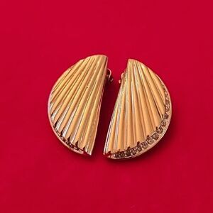 Panetta Vintage Signed Gold Plated Rhinestone Clip-on Earrings